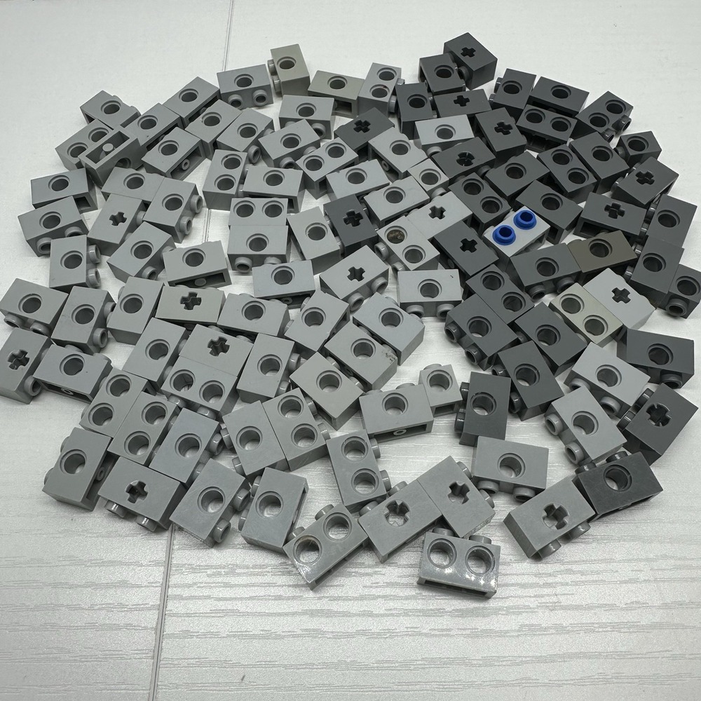 Lego Technic Bricks With Hole & Axel Hole Bulk Lot Of 110 Light & Dark Gray